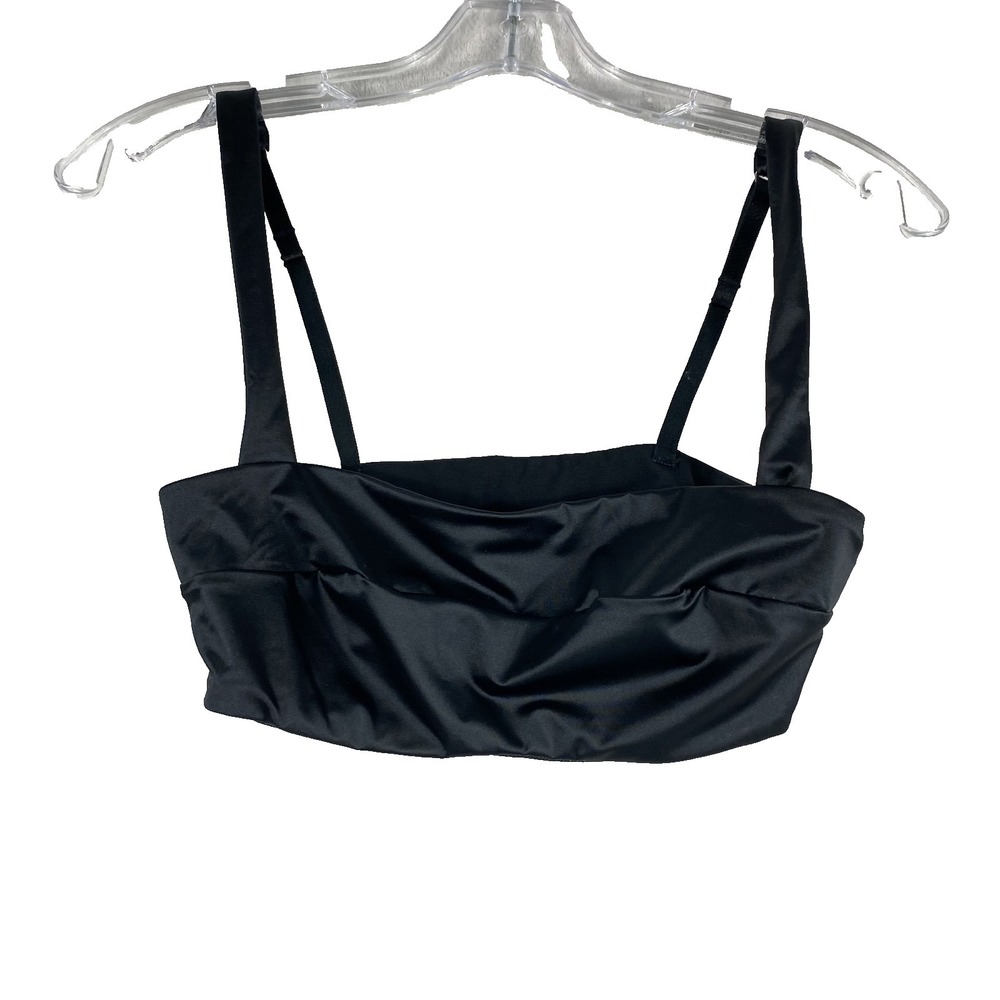 NWT Auden Bralette Bra Women Sz S Black Satin Unlined Wirefree Square Neck